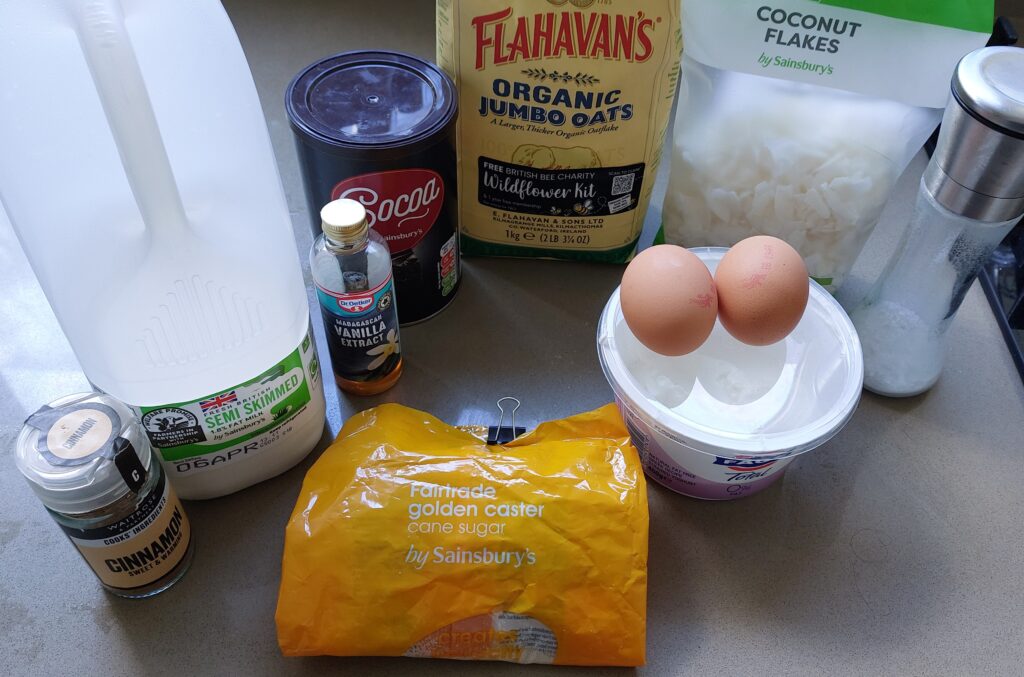 Ingredients for Oats & berries bake.